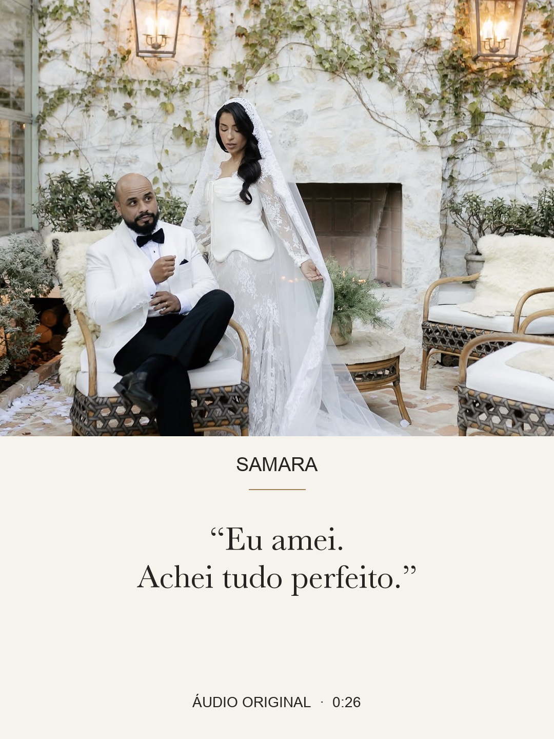 Registro do casamento de Samara